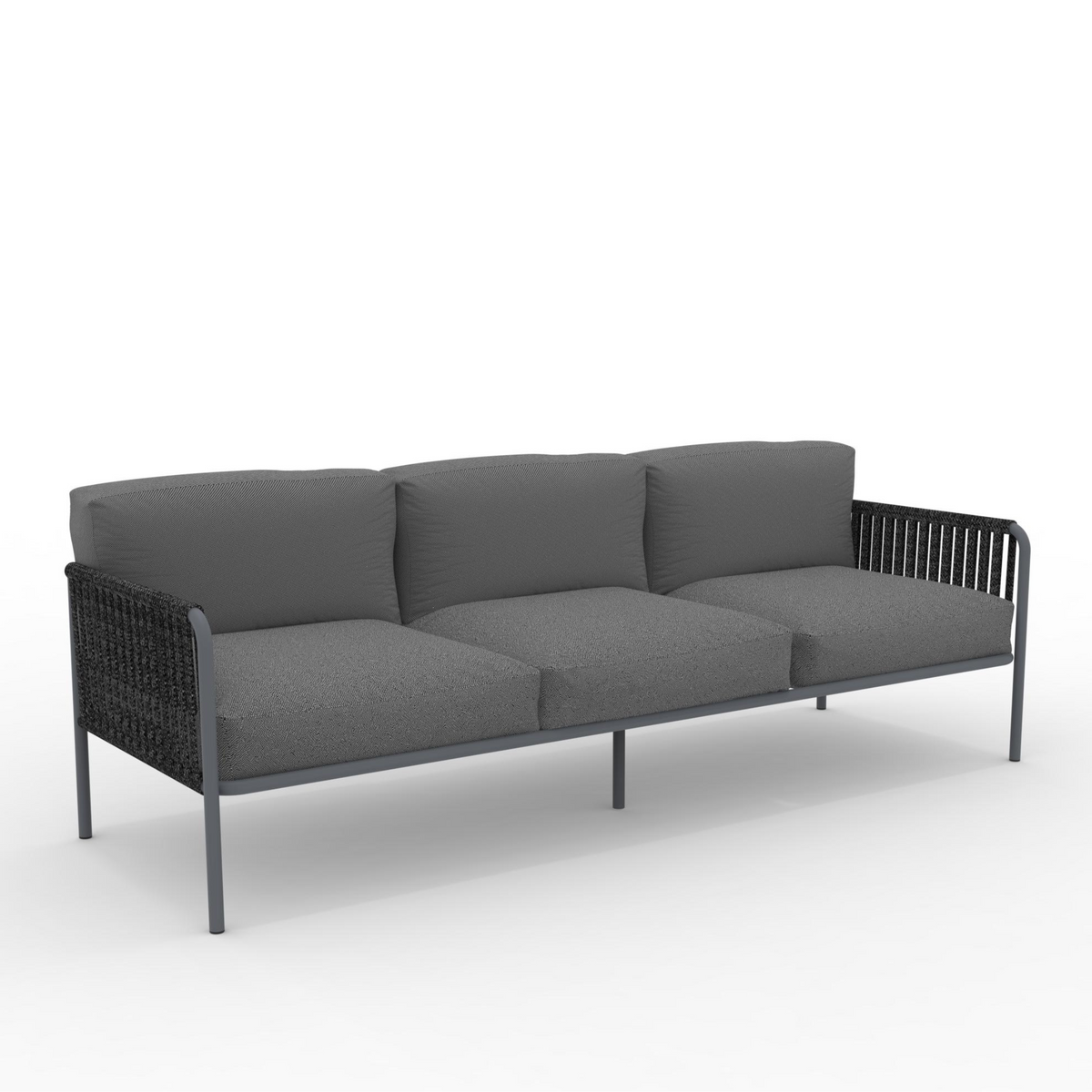 Divano 3 posti con schienale in corda "Key West3" con cuscini cm 240x83 78h