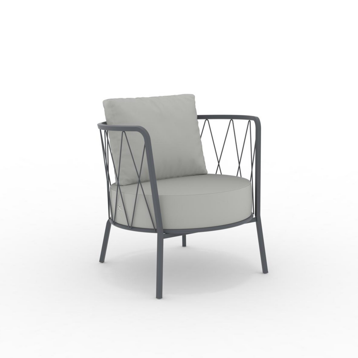 Poltrona bassa in metallo zincato "Daisy12" sedia lounge da giardino cm 73x73 71h