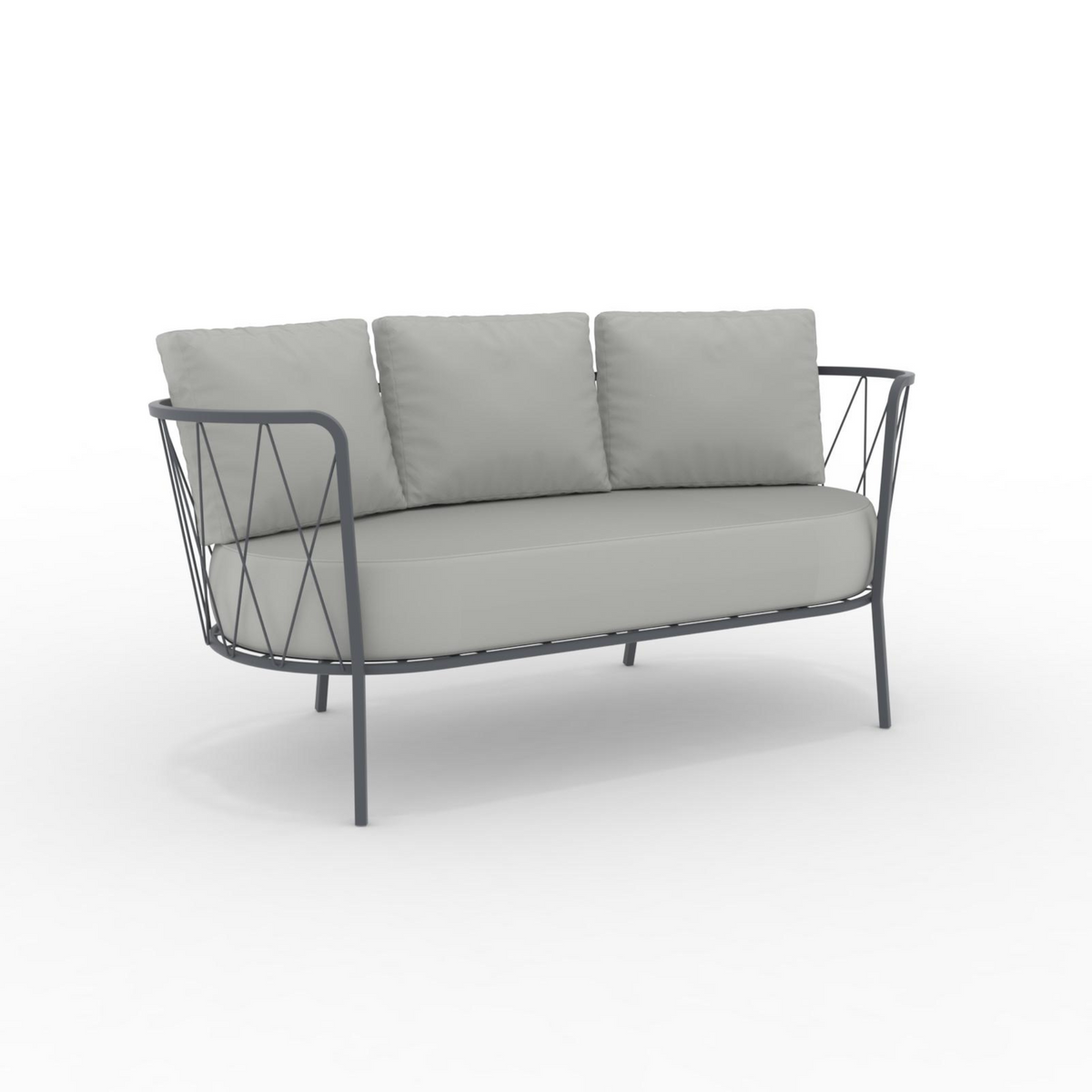 Divano da giardino 2 posti in metallo zincato "Daisy13" sedia lounge cm 160x73 71h