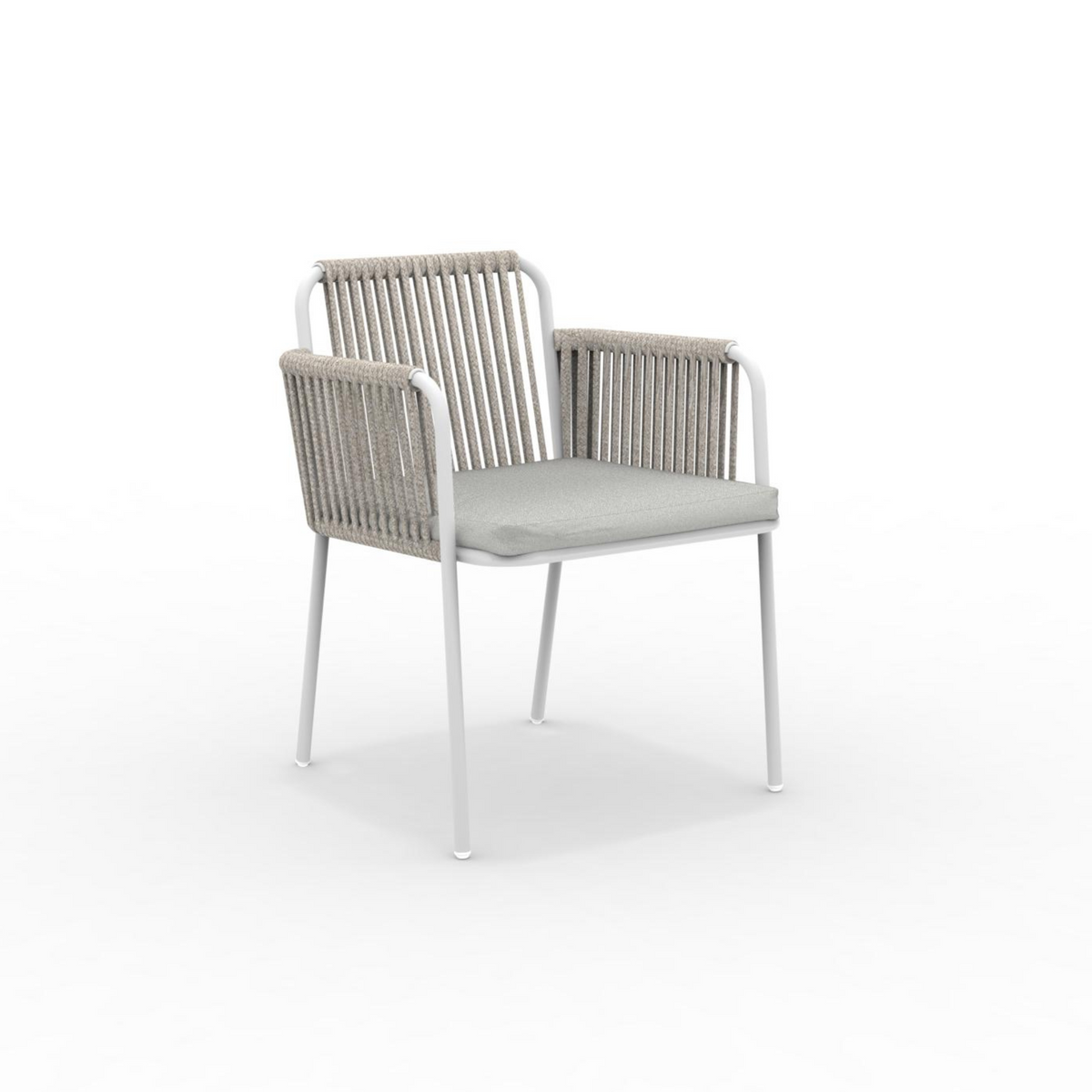 Set di 2 sedie lounge con cuscino e schienale in corda "Key West" impilabili
