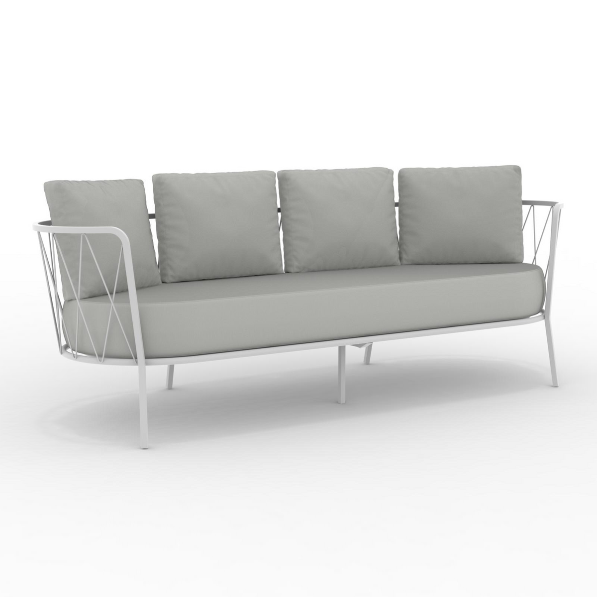 Divano 3 posti in metallo zincato "Daisy14" sofà lounge da giardino cm 220x80 71h