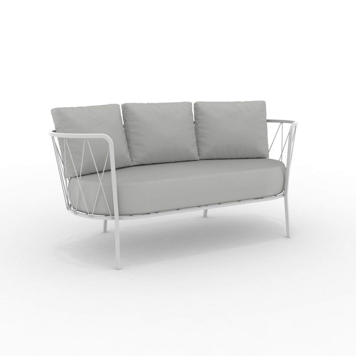 Divano da giardino 2 posti in metallo zincato "Daisy13" sedia lounge cm 160x73 71h