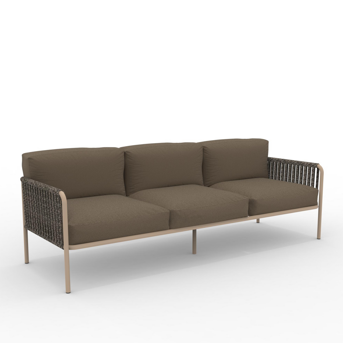 Divano 3 posti con schienale in corda "Key West3" con cuscini cm 240x83 78h
