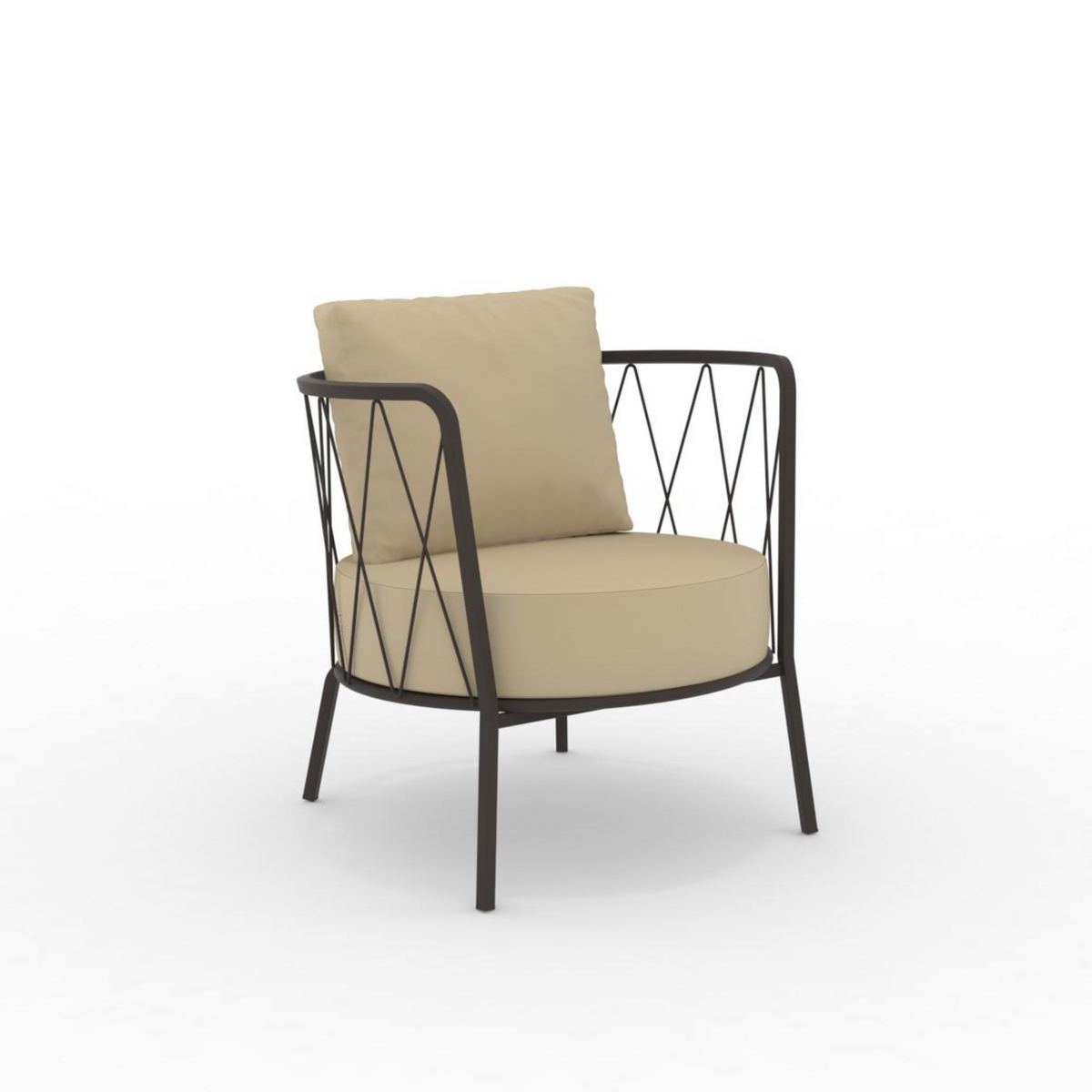 Poltrona bassa in metallo zincato "Daisy12" sedia lounge da giardino cm 73x73 71h