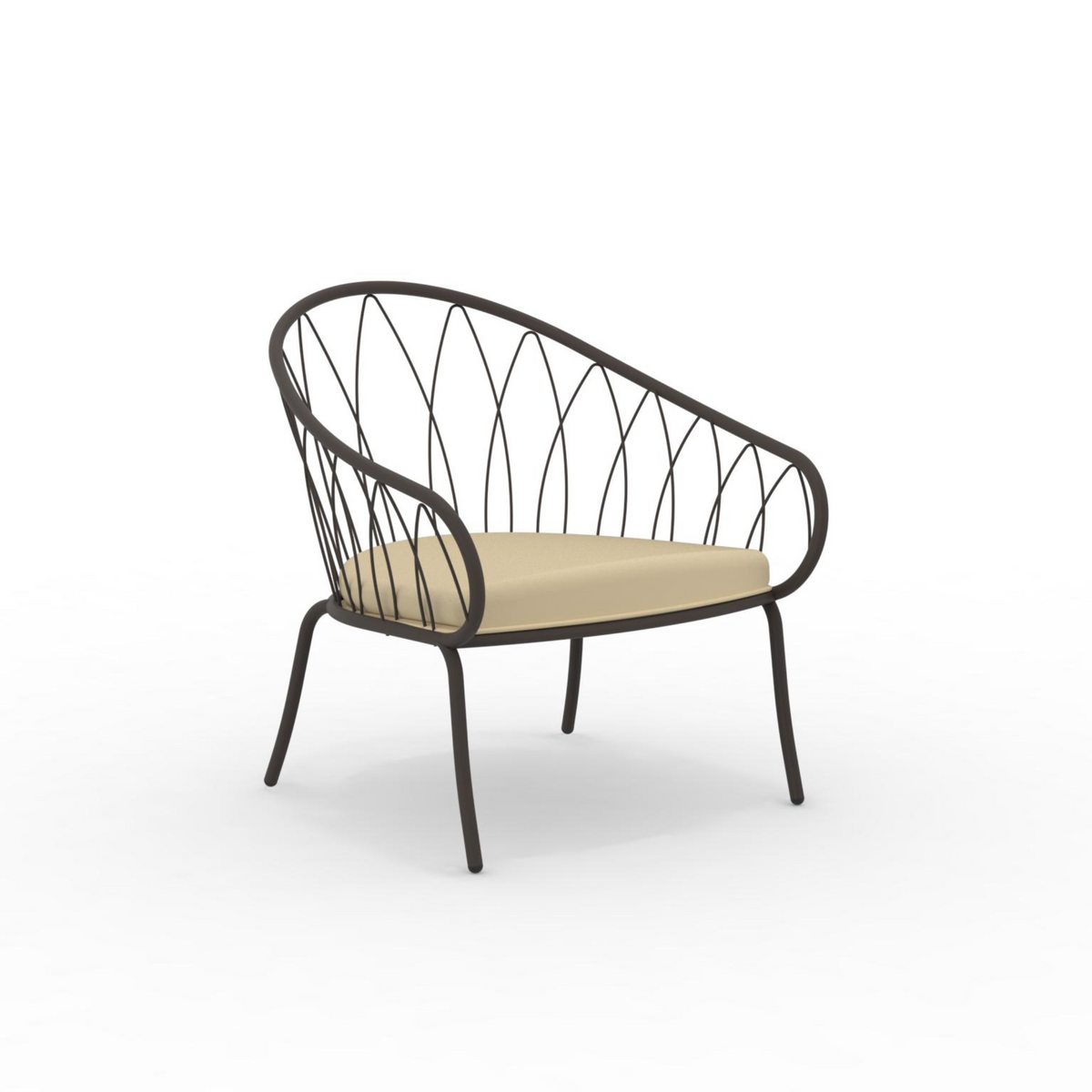 Poltrona bassa da giardino in metallo "Flora" sedia lounge impilabile cm 75x75 75h