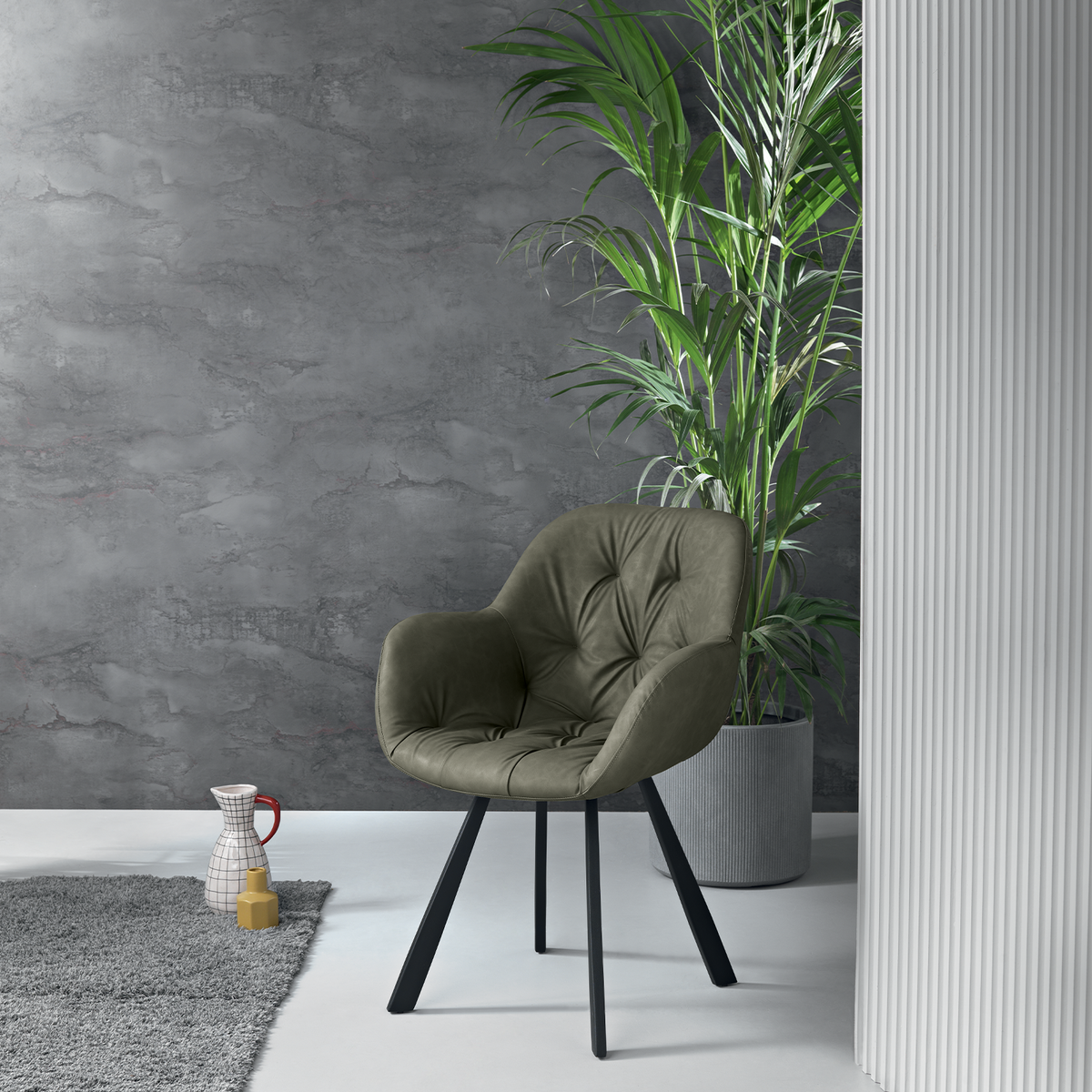 Sedie imbottite in ecopelle soft touch "Town" moderne da soggiorno cm 66x65 85h