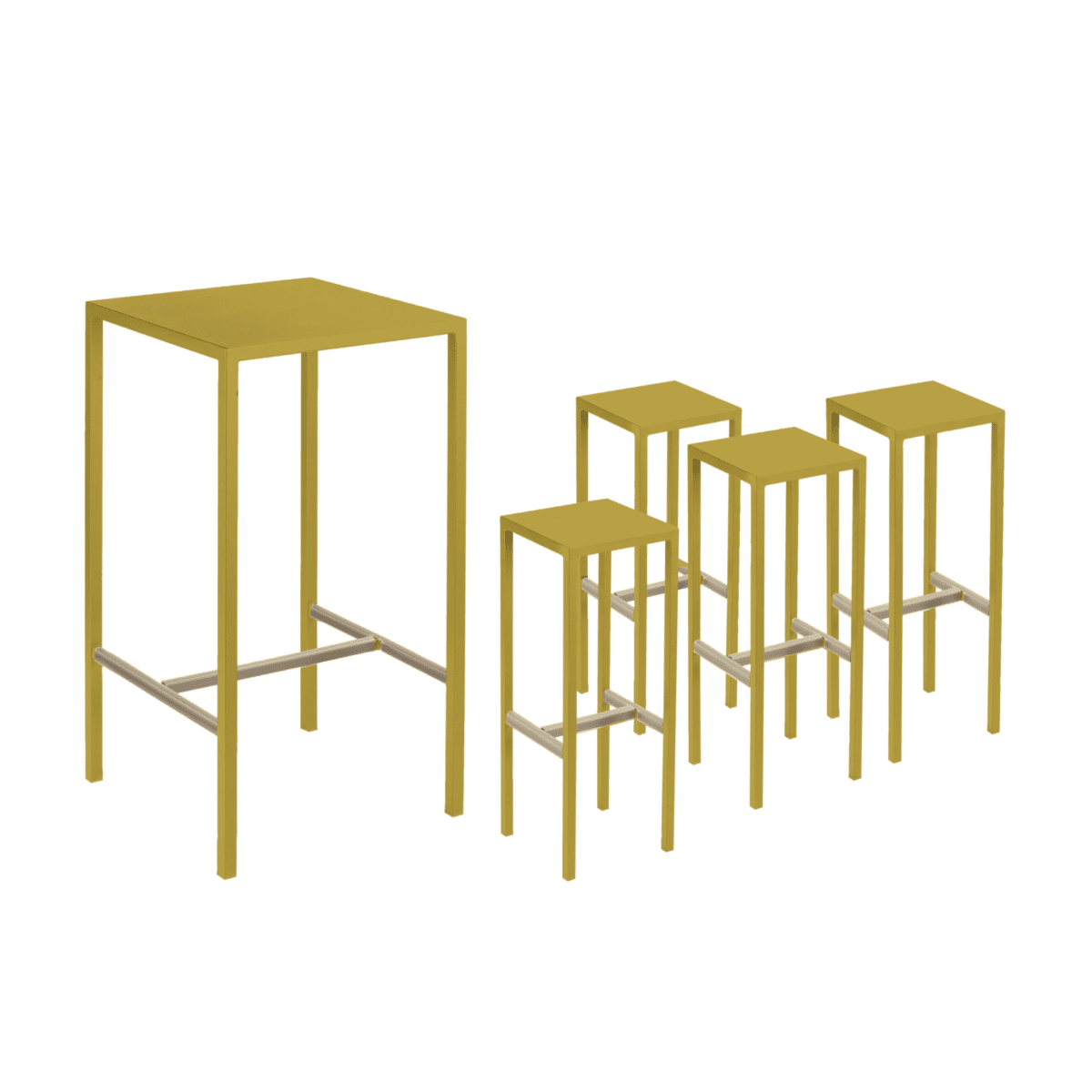 Set tavolo alto + 2 sgabelli in metallo "Seaside" da giardino moderno cm 60x60 110h - MondoViro