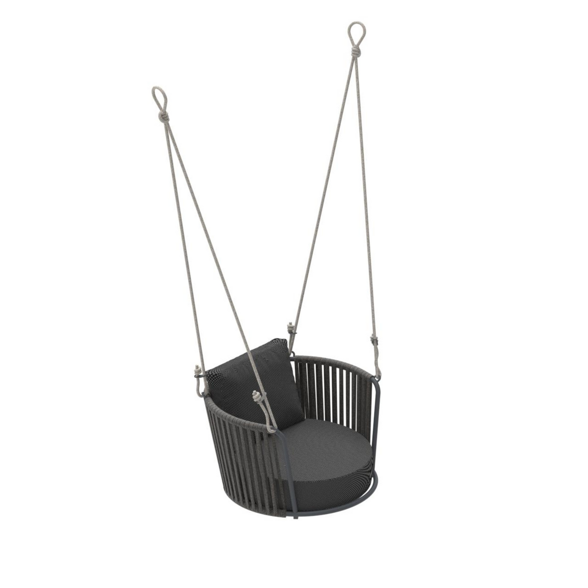 Poltrona sospesa in corda e acciaio inox verniciato "Daisy Rope" moderno da giardino