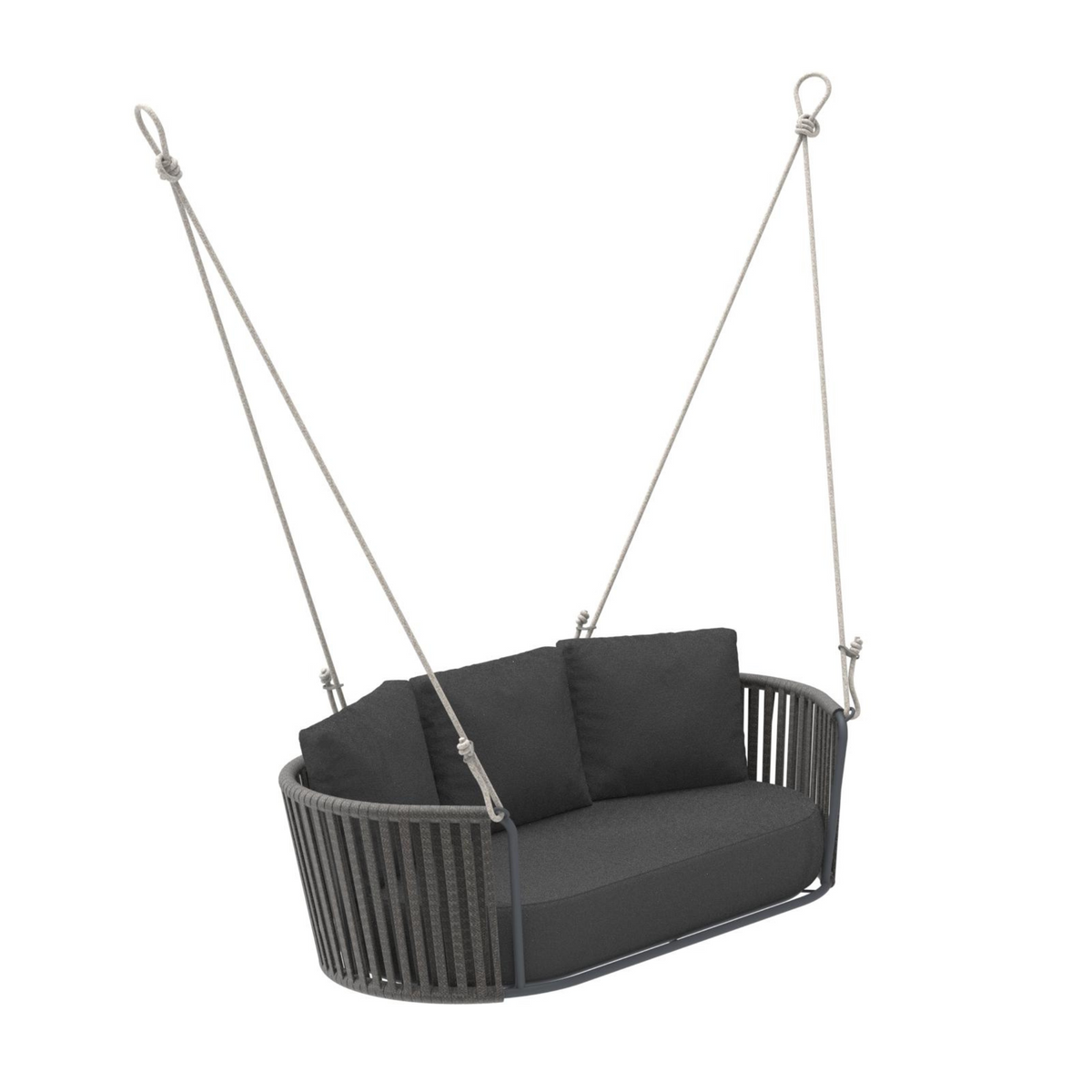 Poltrona sospesa in corda e acciaio inox verniciato "Daisy Rope" moderno da giardino
