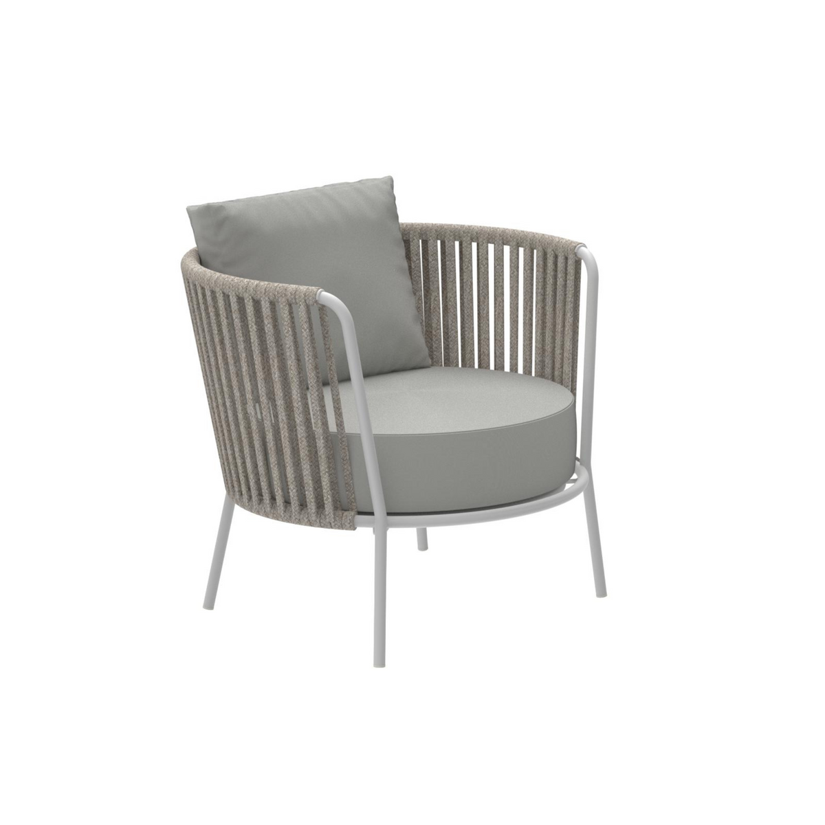 Poltrona bassa in corda e acciaio inox "Daisy Rope" sedia lounge da giardino cm 74x74 69h