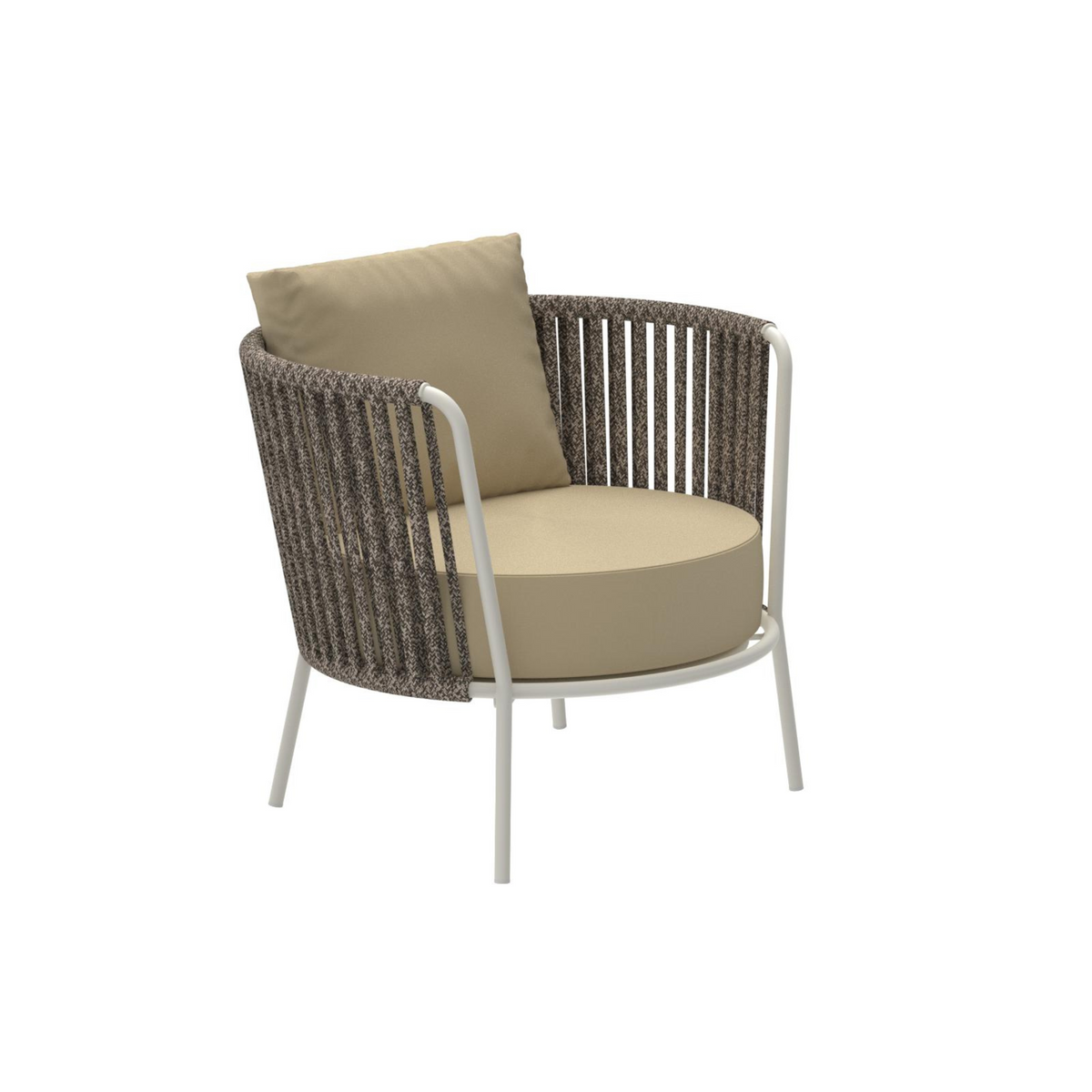 Poltrona bassa in corda e acciaio inox "Daisy Rope" sedia lounge da giardino cm 74x74 69h