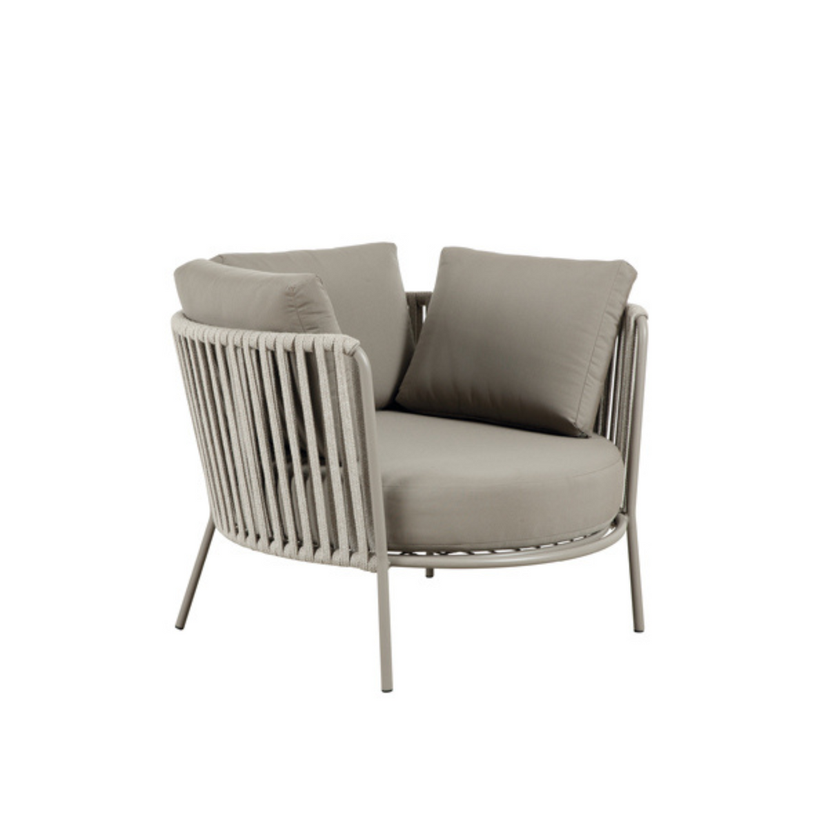 Poltrona bassa maxi in corda e acciaio inox "Daisy Rope" sedia lounge da giardino cm 104x104 71h
