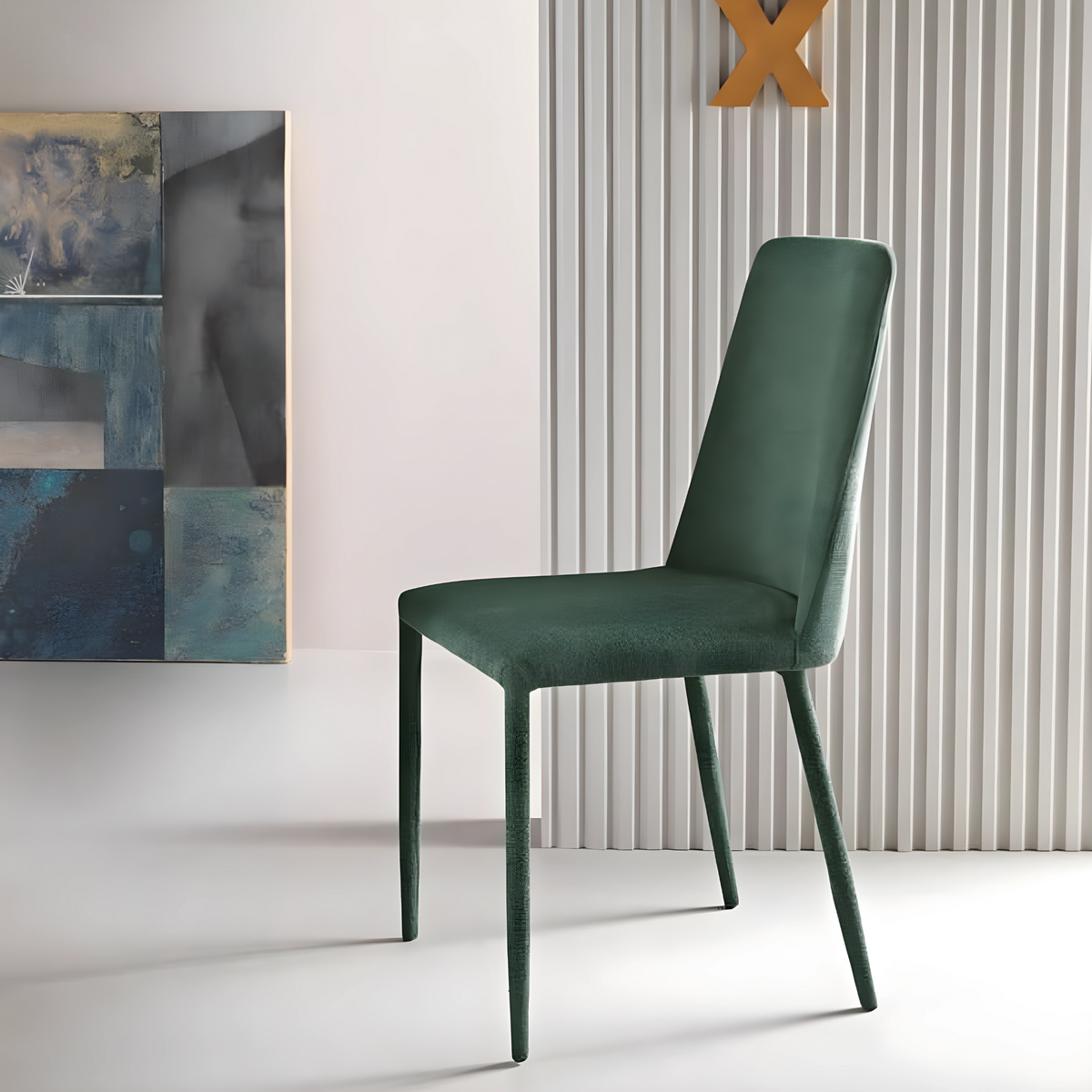 Set di sedie in tessuto imbottite "Astrin" con gambe rivestite e piedini cm 47x56 h93