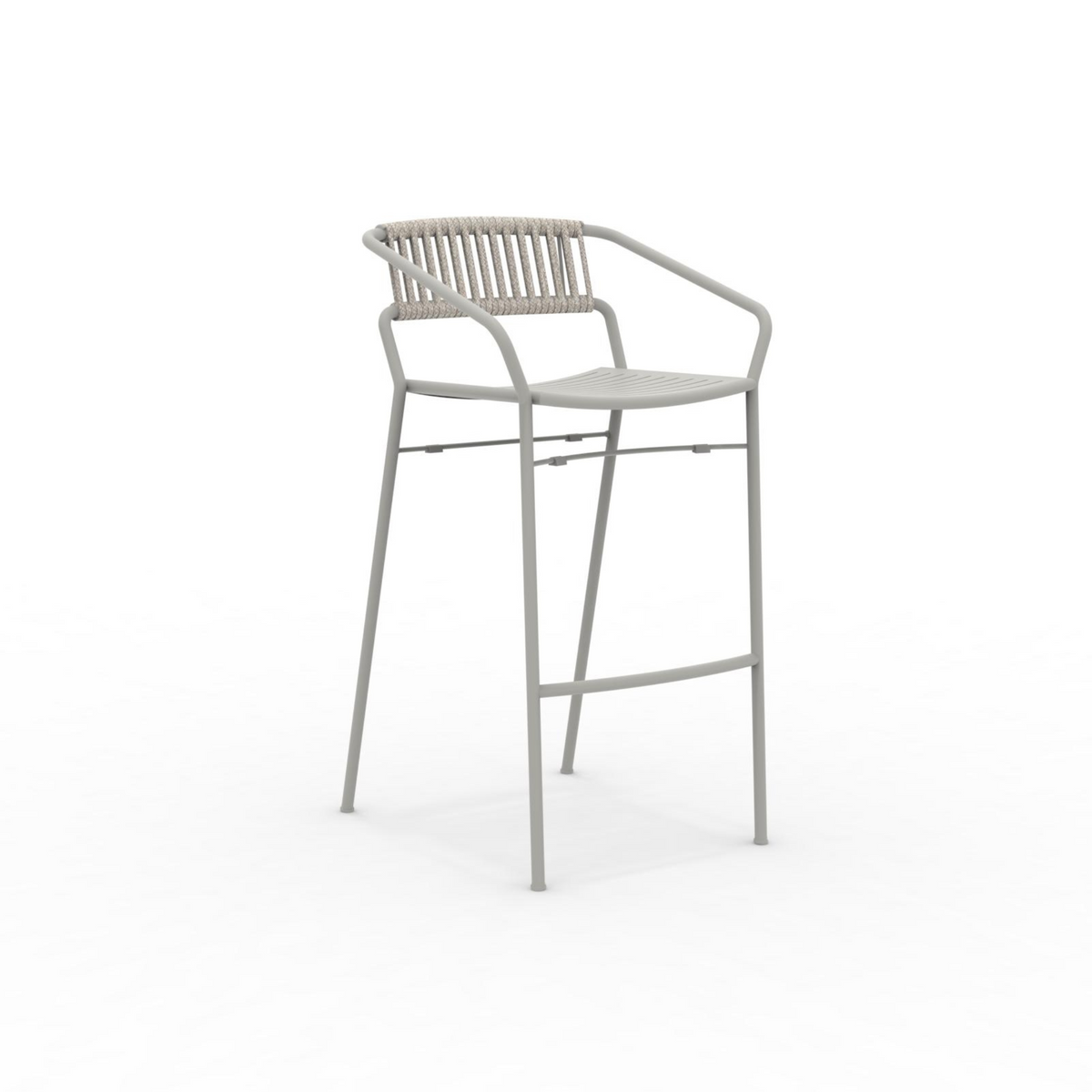Sgabello alto in metallo zincato "Slot" da giardino impilabile cm 54x60 100h