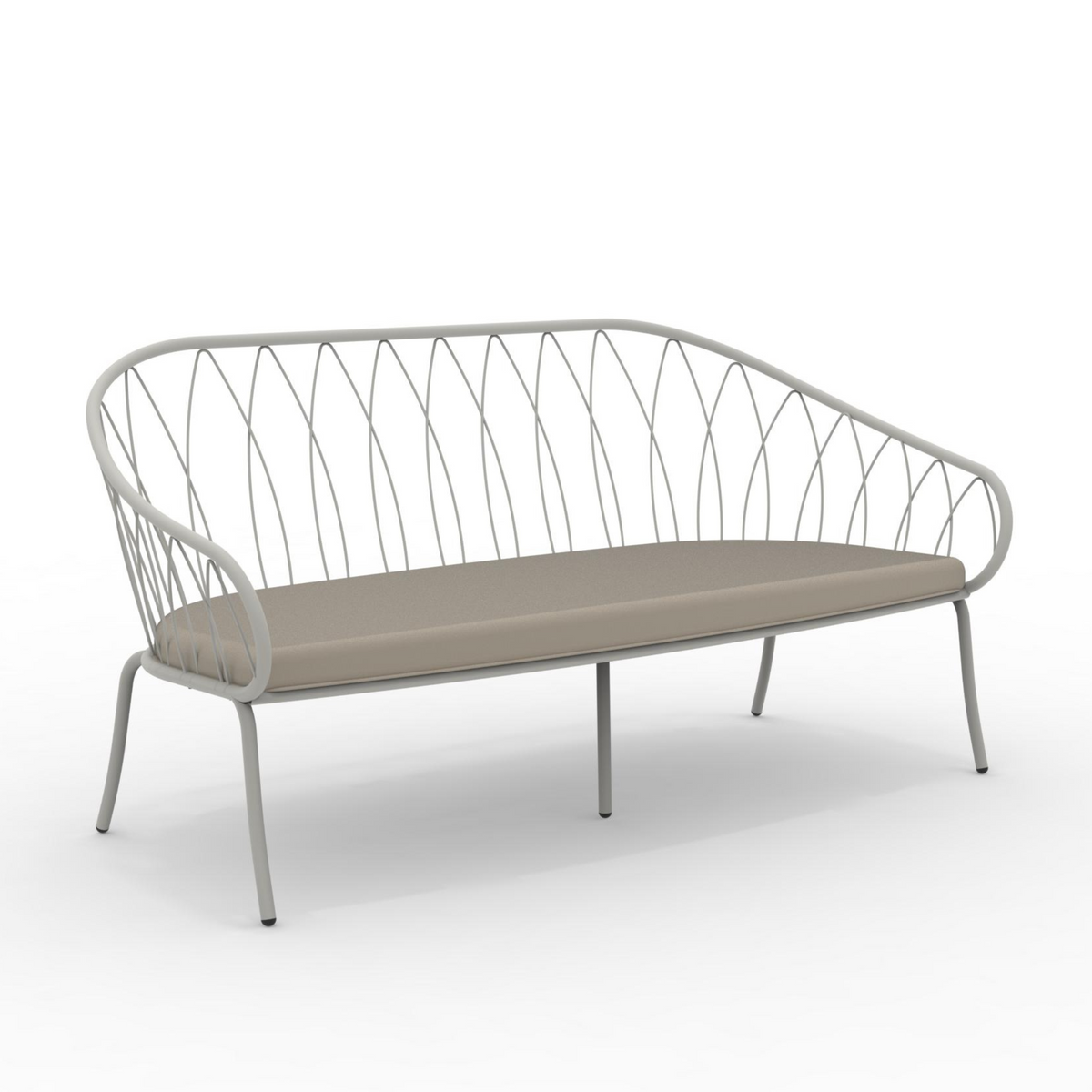 Divano da giardino in metallo "Flora" panca lounge impilabile cm 160x78 75h