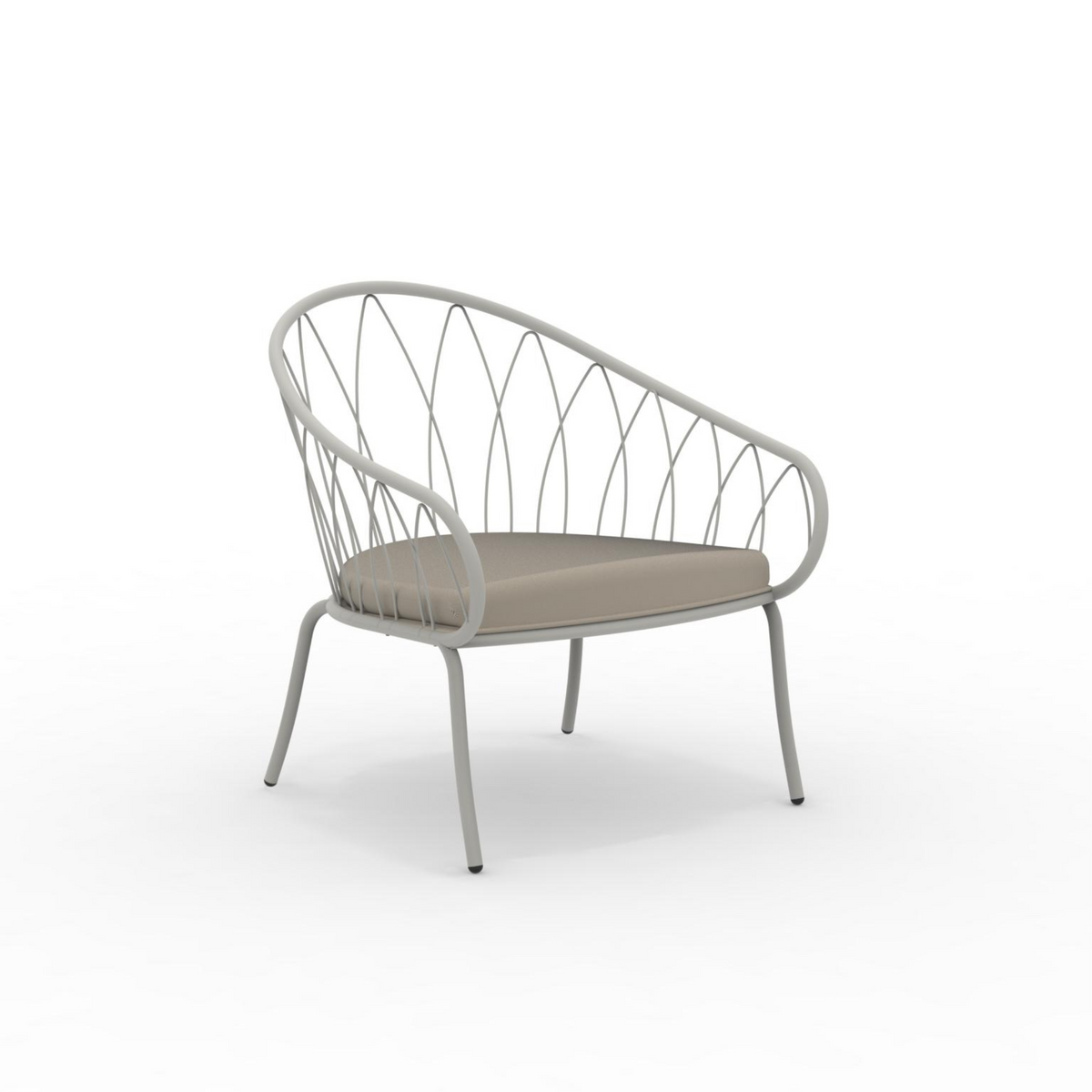 Poltrona bassa da giardino in metallo "Flora" sedia lounge impilabile cm 75x75 75h