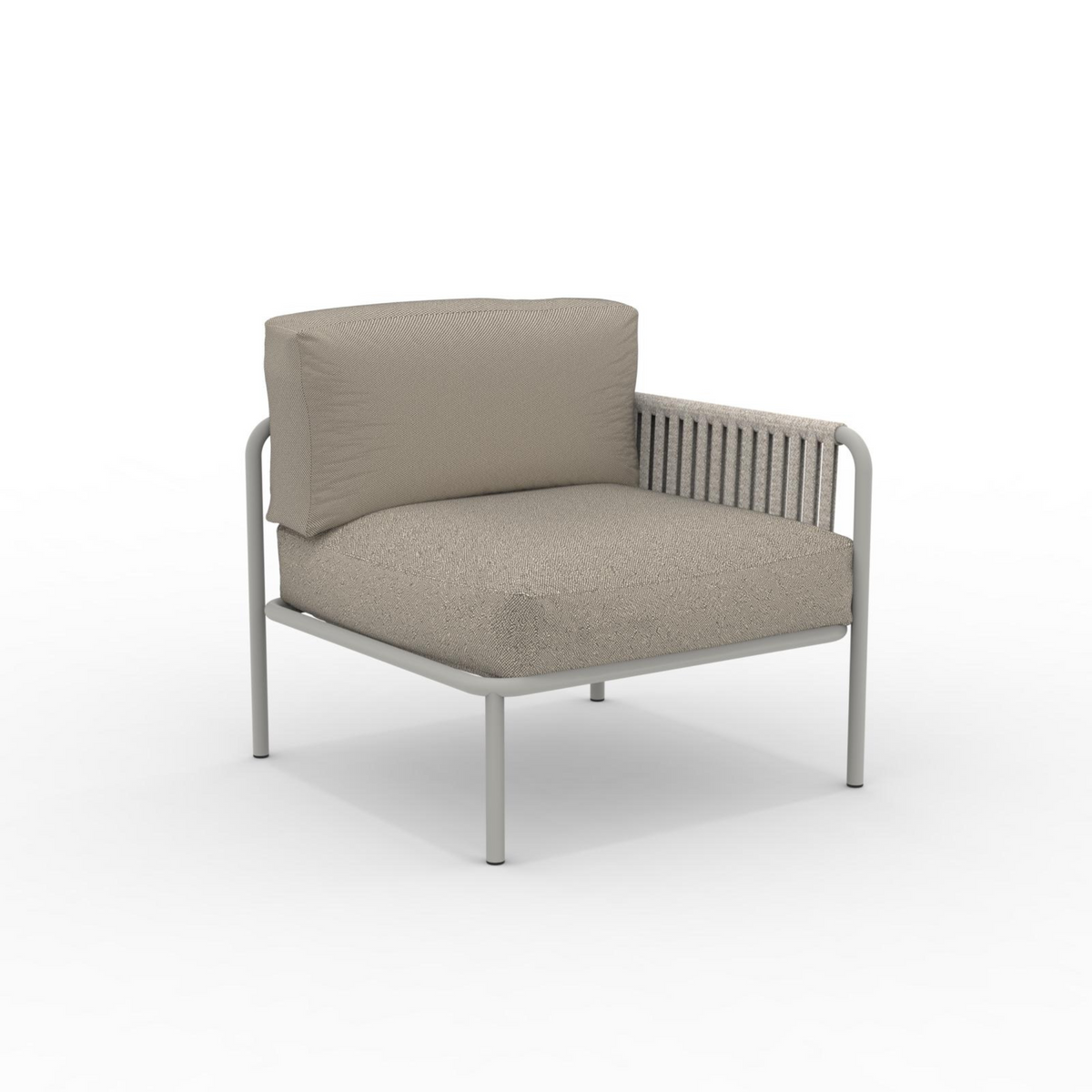 Modulo angolare divano con schienale in corda "Key West" con cuscini cm 80x80 64h