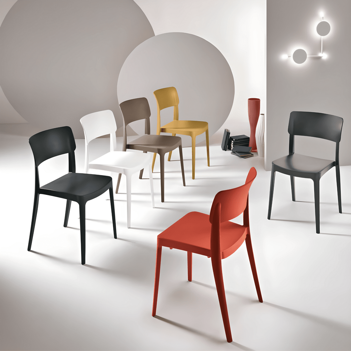 Set sedia impilabili "Maribela" in polipropilene cm 50x51 81h - MondoViro