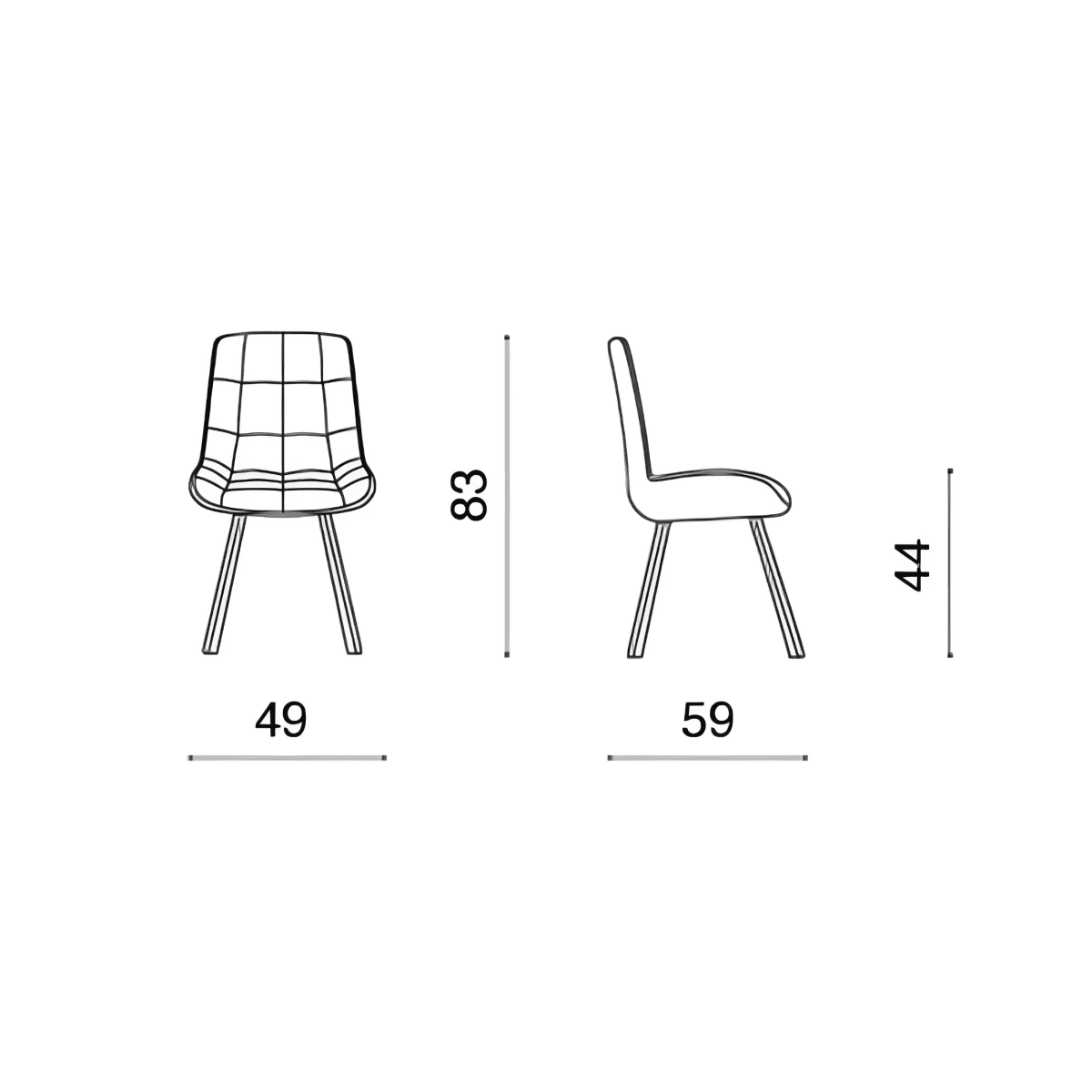 Set di sedie imbottite "Morgan" struttura in metallo cm 49x59 83h - MondoViro