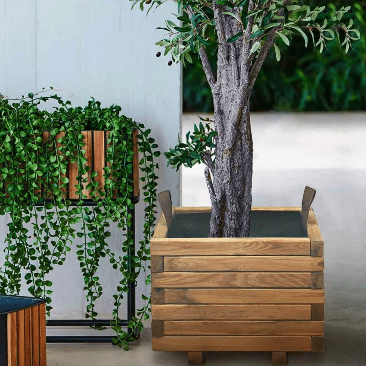 Fioriera quadrata in legno "Lady" per esterni con tessuto TNT cm 40x40 30,5h - MondoViro
