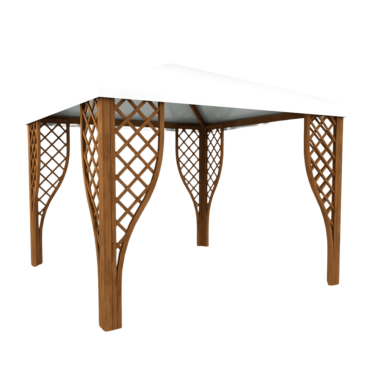 Gazebo "Forest" in legno di conifera e copertura PVC bianca con griglie cm 300x300 260h - MondoViro