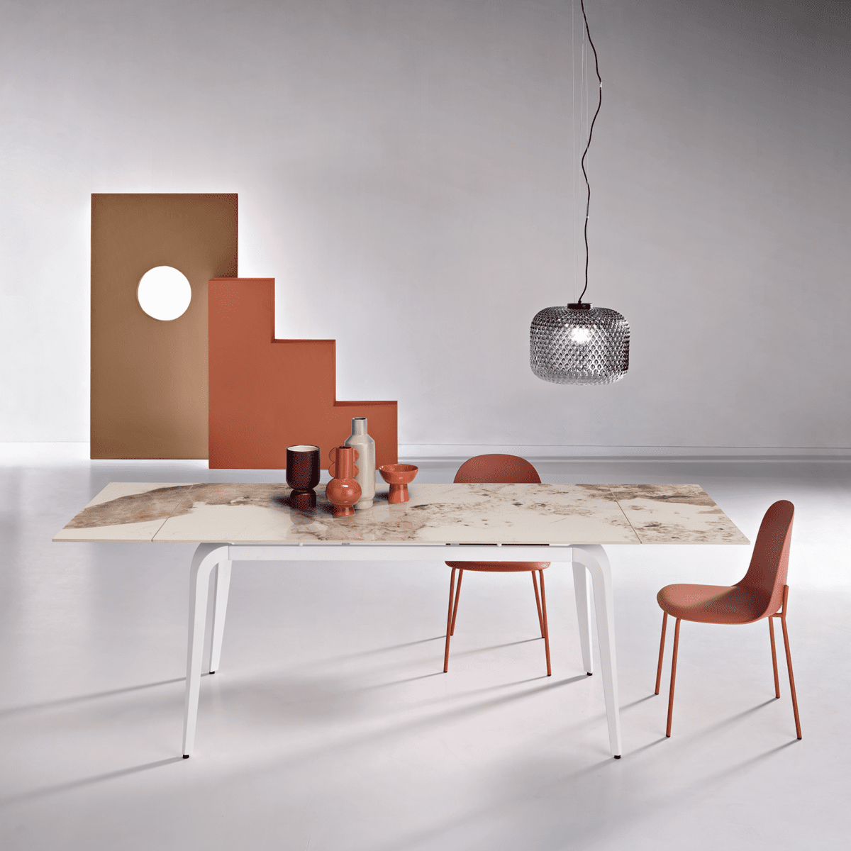 Tavolo allungabile "Gedy" effetto marmo e due allunghe cm 160/240x90 77h - MondoViro