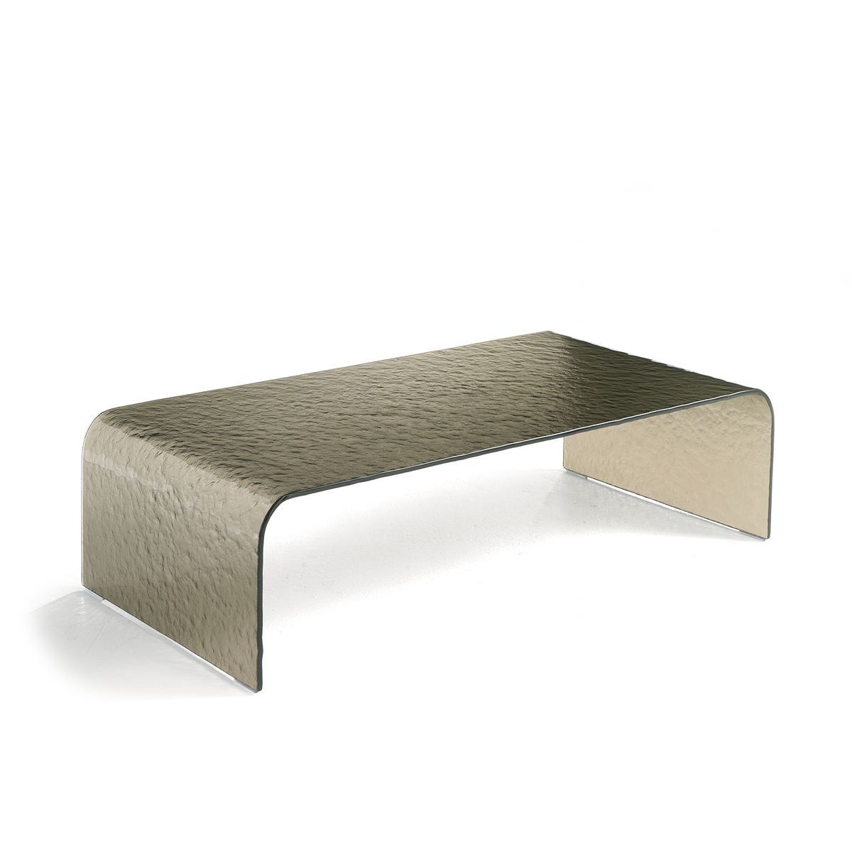 Tavolino rettangolare "Marlo" moderno in vetro martellato cm 110x55 30h