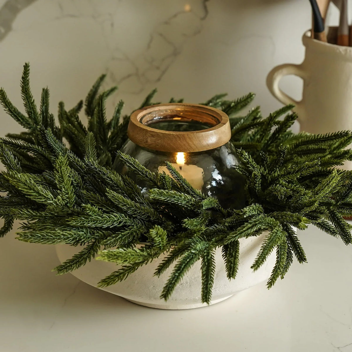 Ghirlanda natalizia Norfolk pine "Liam" in PE effetto Real Touch da Ø 60 cm - MondoViro