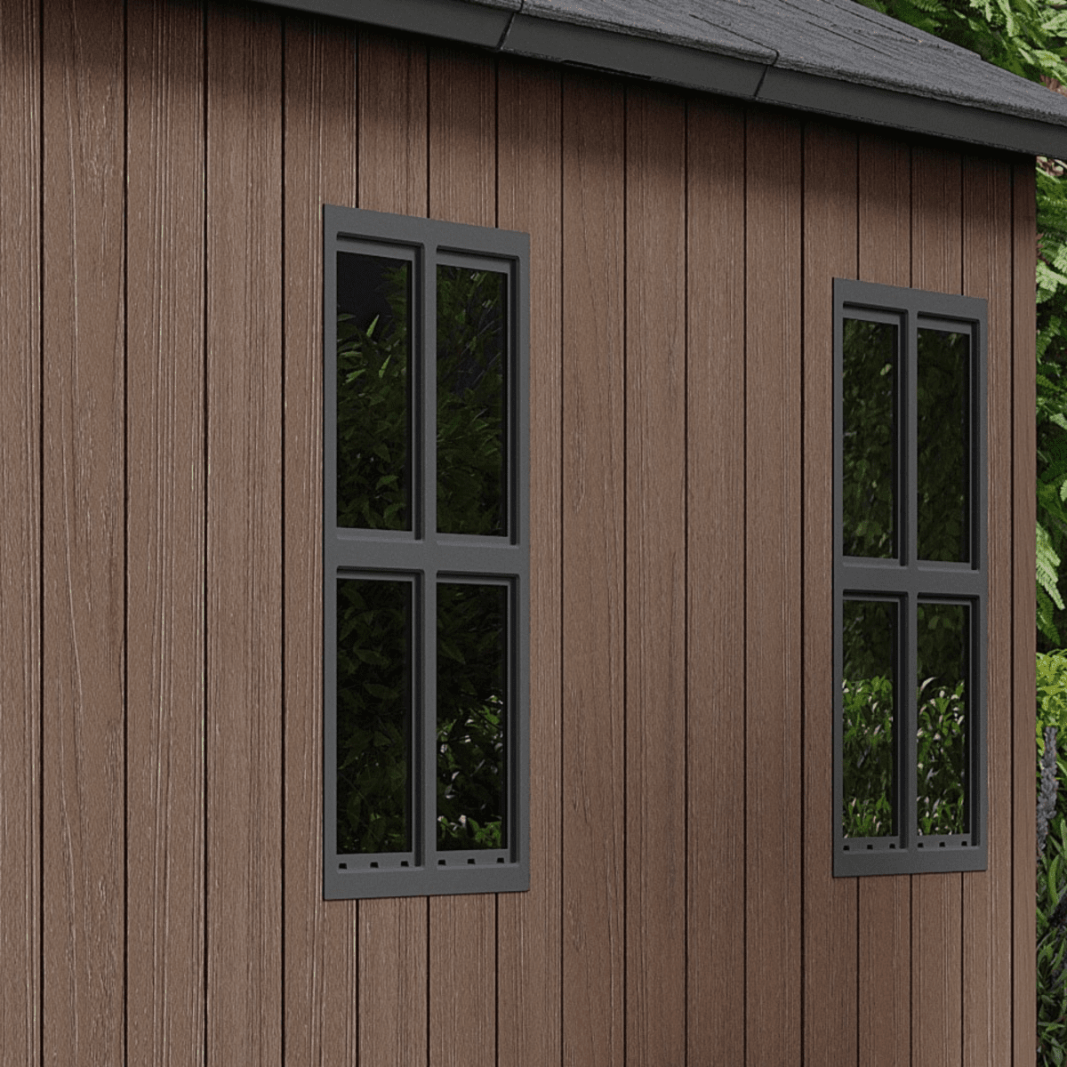 Casetta da giardino "Nido Plus 7517/1775" evotech marrone con doppia opzione di montaggio - MondoViro