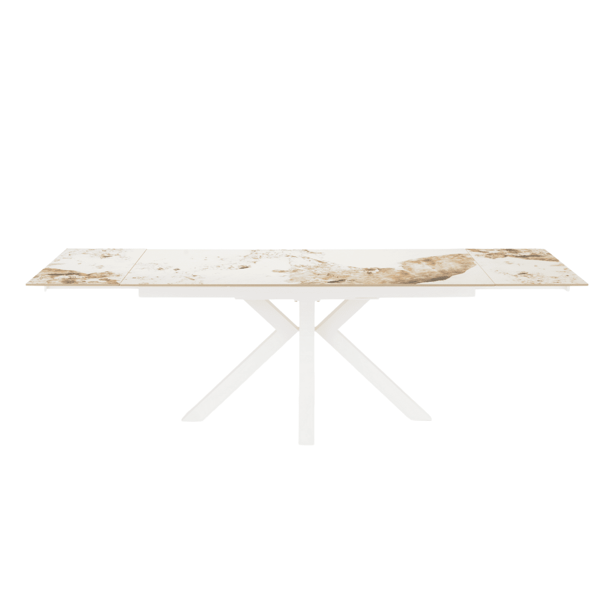 Tavolo allungabile "Korven" in pietra sinterizzata effetto marmo con 2 allunghe cm 160/240x91 74h - MondoViro