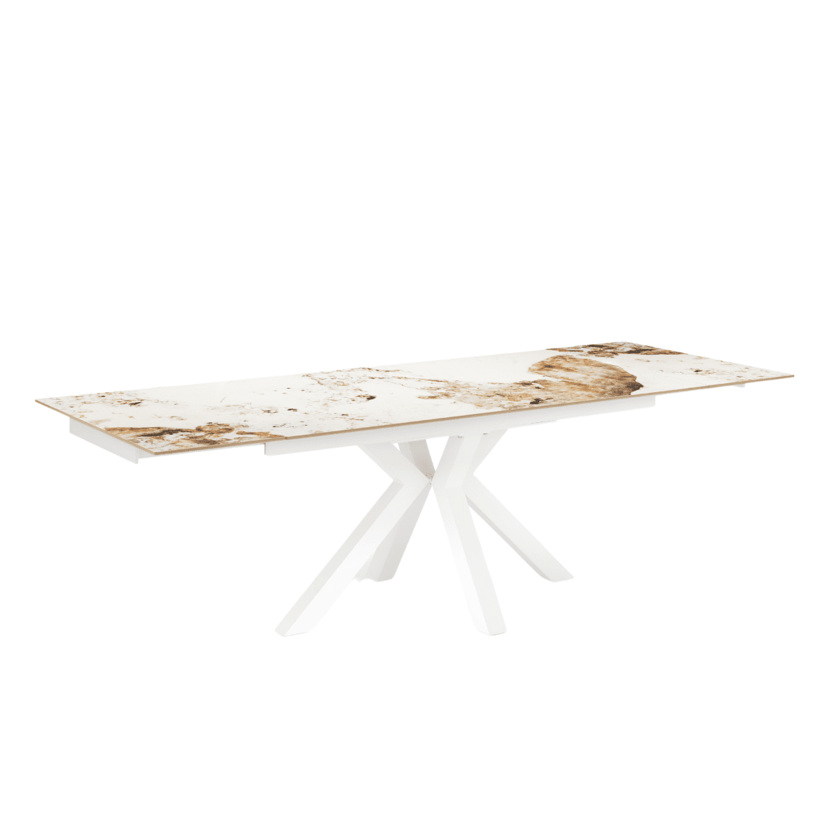 Tavolo allungabile "Korven" in pietra sinterizzata effetto marmo con 2 allunghe cm 160/240x91 74h - MondoViro