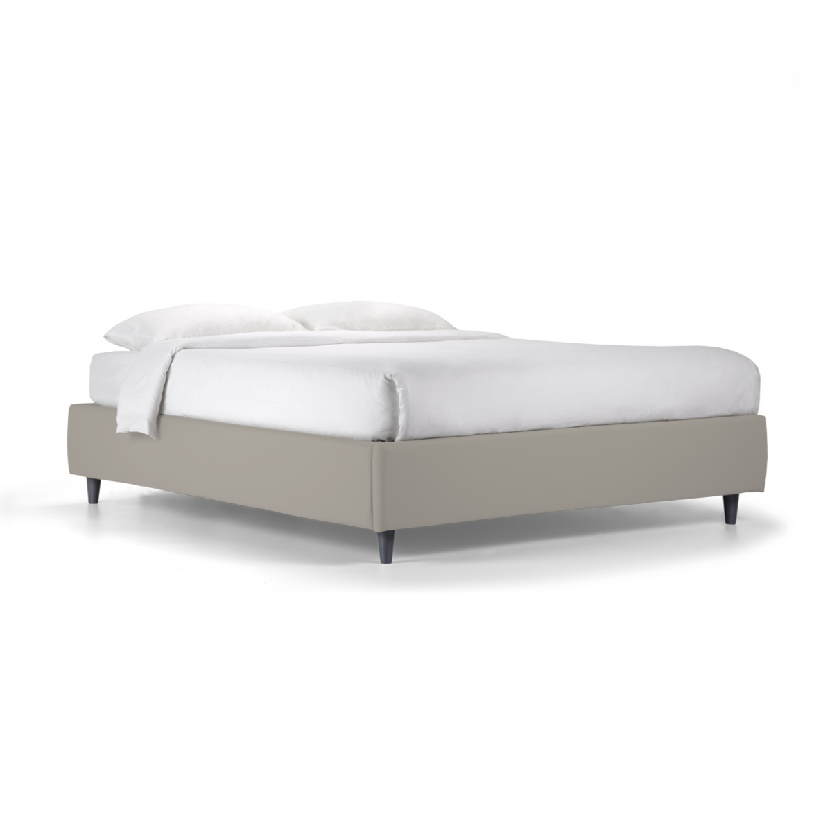 Letto contenitore con rete "Lugano" moderno senza testata in velluto con piedino conico