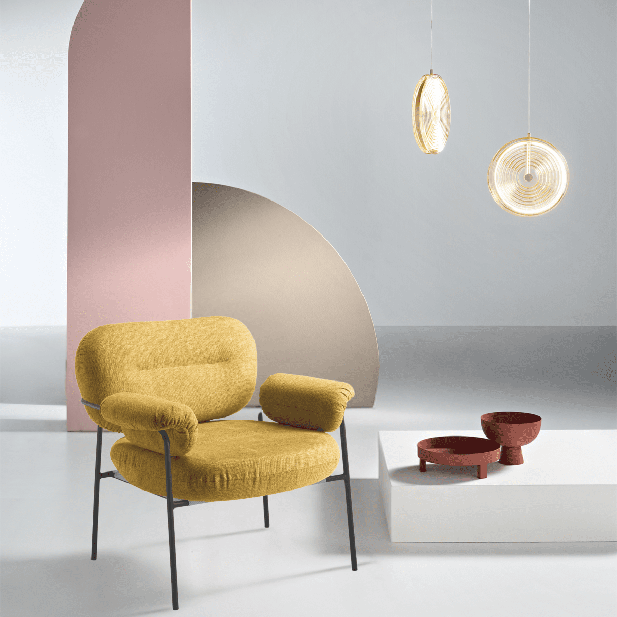 Poltrona in tessuto moderna "Lumisera" con struttura in metallo cm 80x79 75h - MondoViro