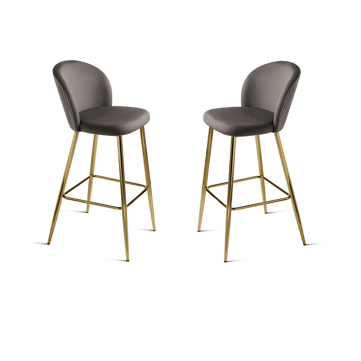 Set di sgabelli in velluto "Jenny" con struttura in metallo dorato cm 48x53 93h - MondoViro