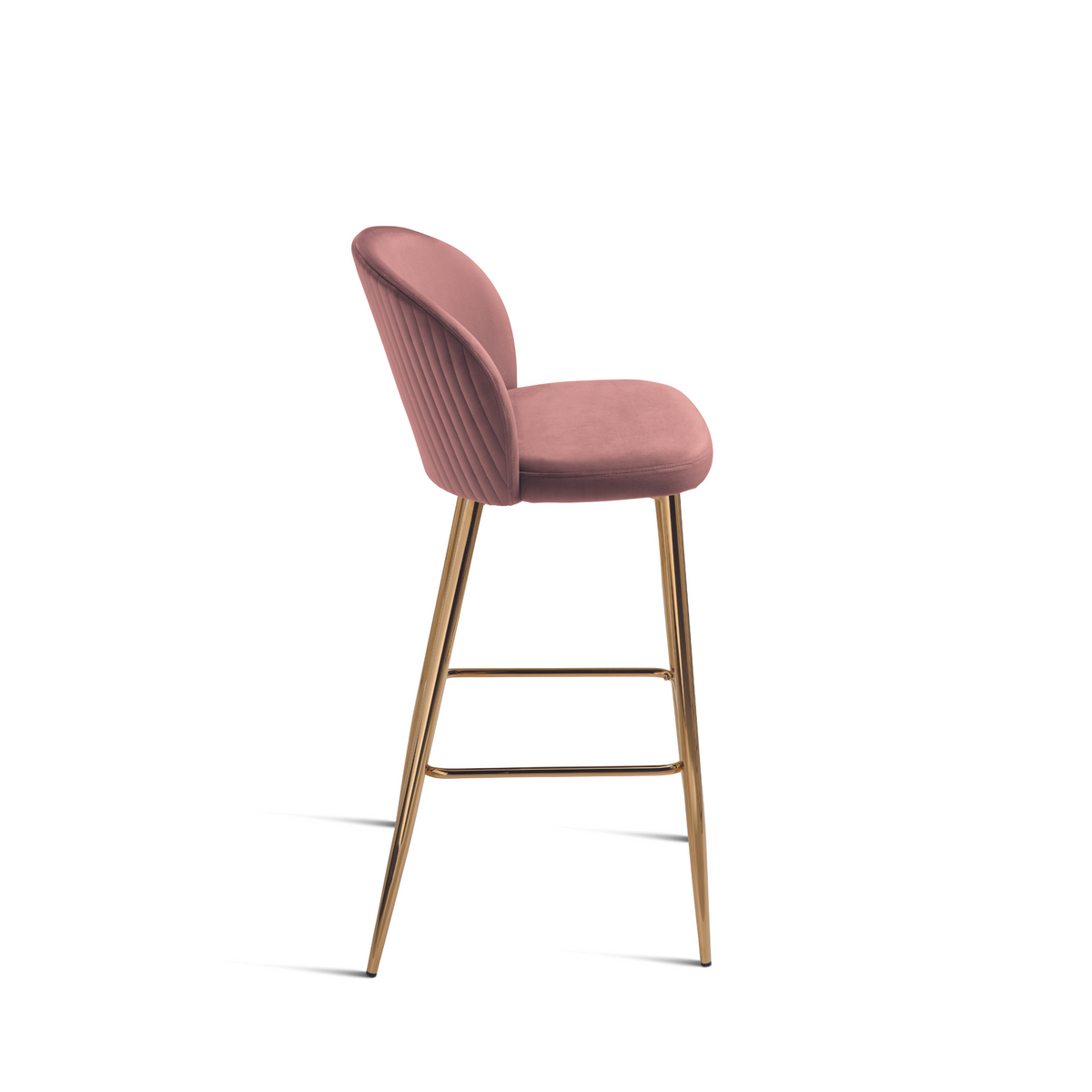 Set di sgabelli in velluto "Jenny" con struttura in metallo dorato cm 48x53 93h