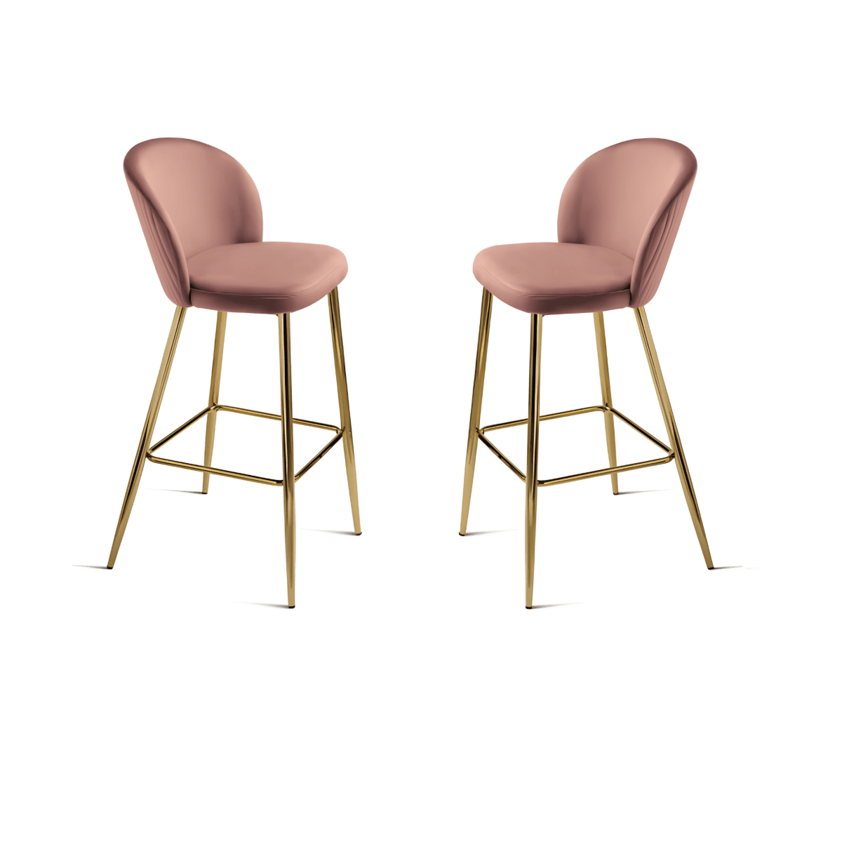 Set di sgabelli in velluto "Jenny" con struttura in metallo dorato cm 48x53 93h - MondoViro