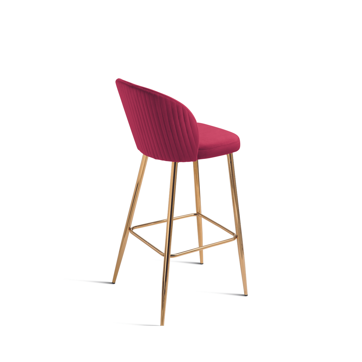 Set di sgabelli in velluto "Jenny" con struttura in metallo dorato cm 48x53 93h