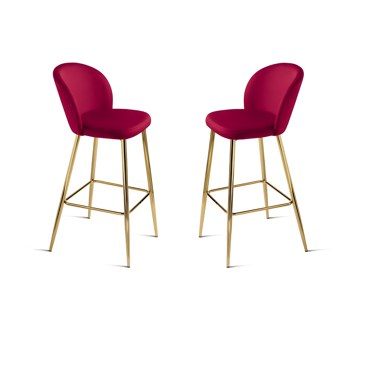 Set di sgabelli in velluto "Jenny" con struttura in metallo dorato cm 48x53 93h