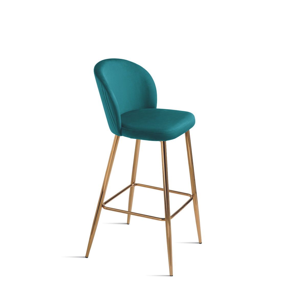 Set di sgabelli in velluto "Jenny" con struttura in metallo dorato cm 48x53 93h