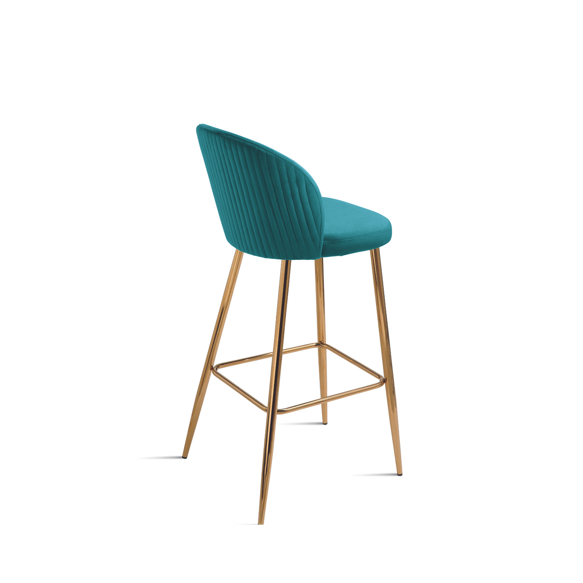 Set di sgabelli in velluto "Jenny" con struttura in metallo dorato cm 48x53 93h