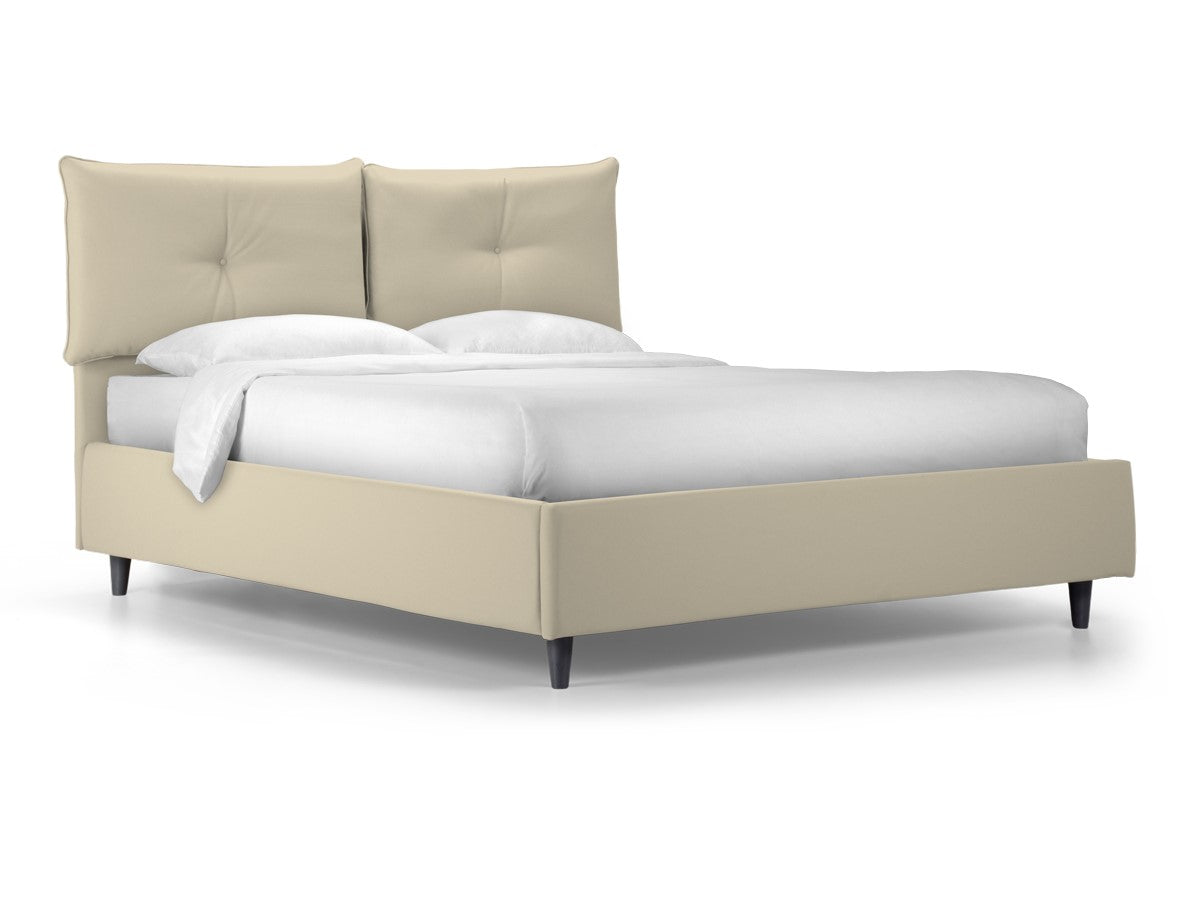 Letto contenitore con rete "Milano" tessuto Idro imbottito con piedini moderni