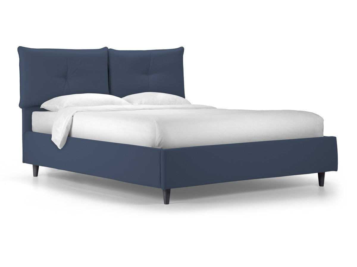 Letto contenitore con rete "Milano" tessuto Idro imbottito con piedini moderni