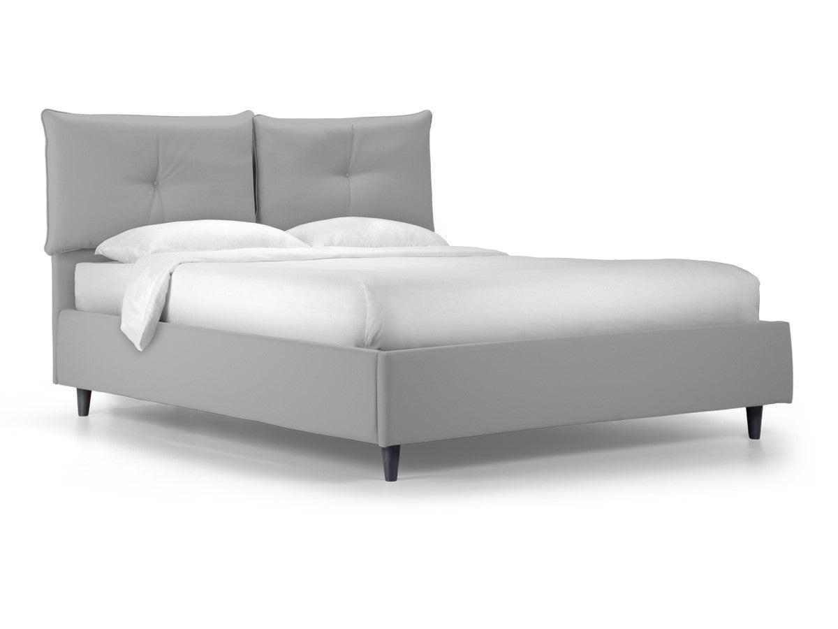 Letto contenitore con rete "Milano" tessuto Idro imbottito con piedini moderni