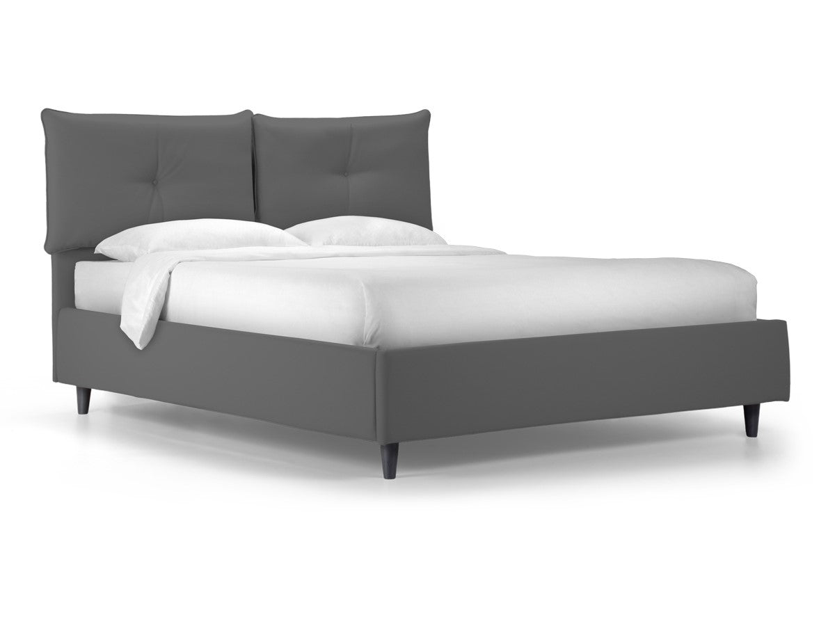 Letto contenitore con rete "Milano" tessuto Idro imbottito con piedini moderni