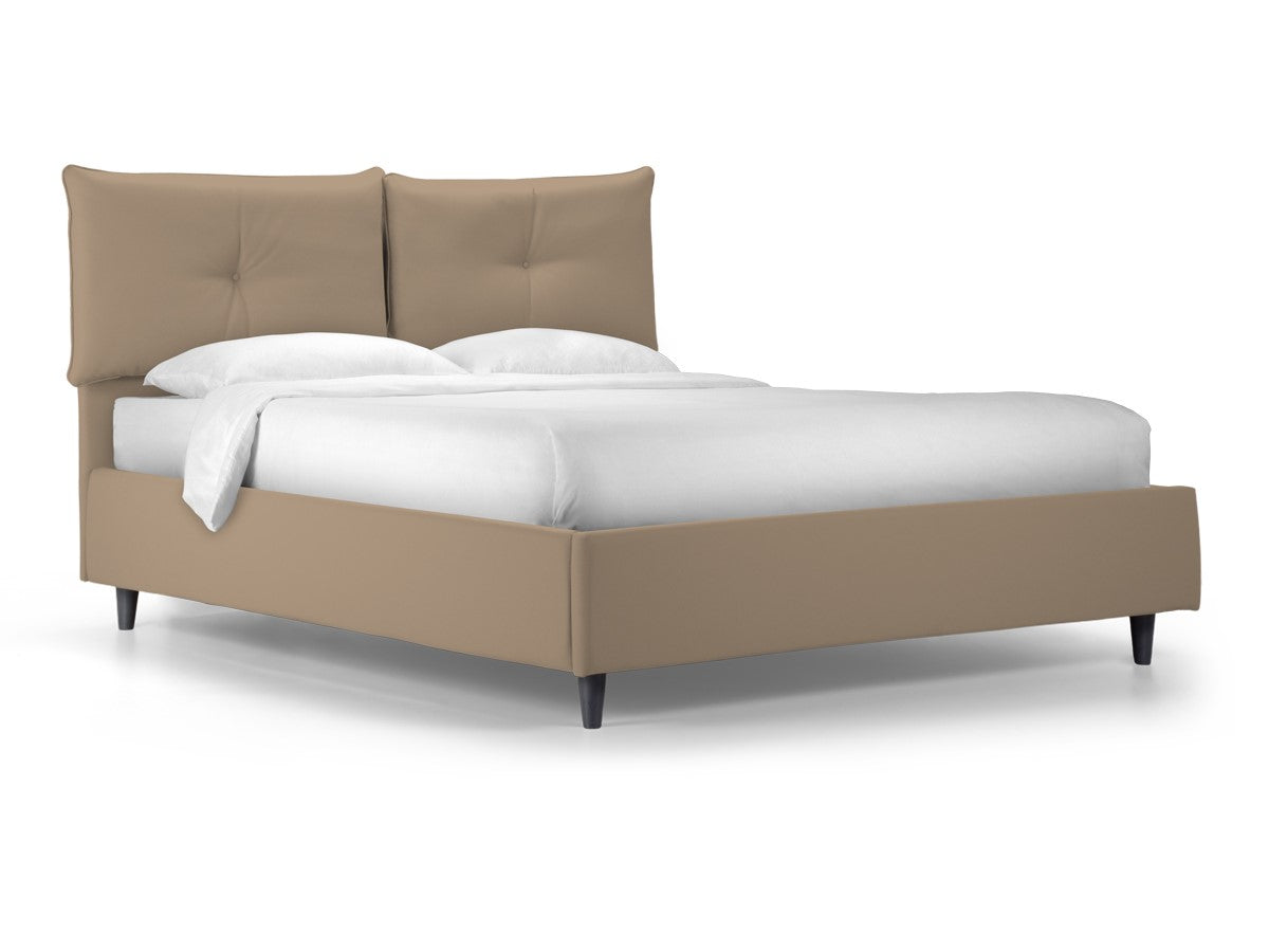 Letto contenitore con rete "Milano" tessuto Idro imbottito con piedini moderni
