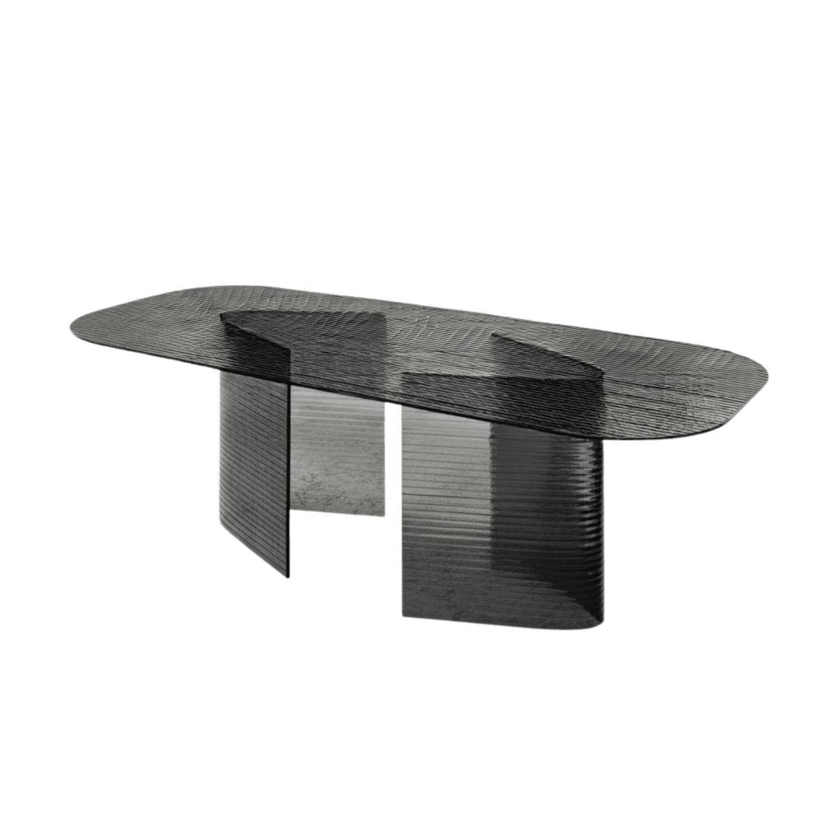 Tavolo rettangolare fisso "Lovely" rigato trasparente con gambe in vetro cm 240x120 77h - MondoViro