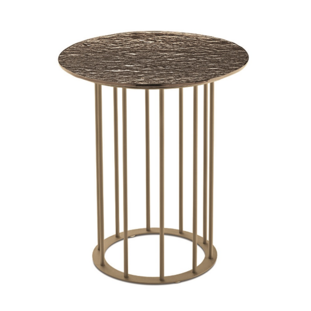 Tavolino elegante da caffè "Meyla" vetro martellato con base in metallo