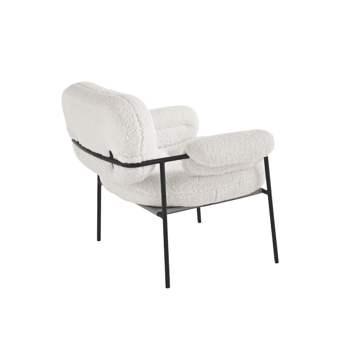 Poltrona moderna in tessuto bouclè "Mira" con struttura in metallo nero cm 80x79 75h - MondoViro
