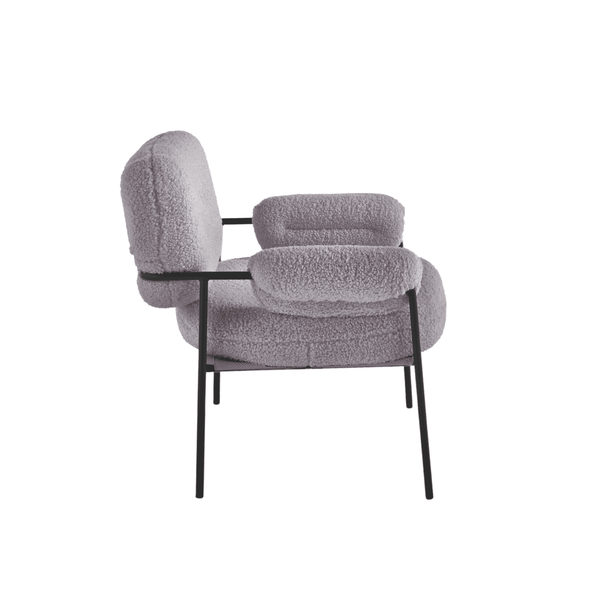 Poltrona moderna in tessuto bouclè "Mira" con struttura in metallo nero cm 80x79 75h - MondoViro