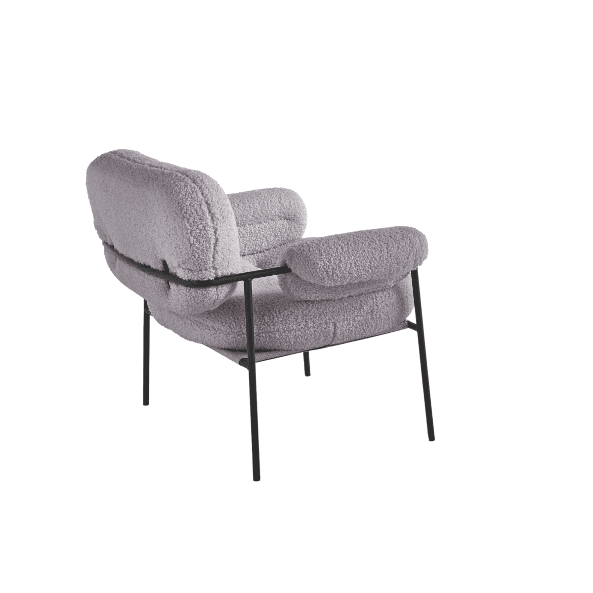 Poltrona moderna in tessuto bouclè "Mira" con struttura in metallo nero cm 80x79 75h - MondoViro